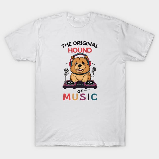 Cartoon Chow Chow Dog DJ Funny T-Shirt by Sniffist Gang